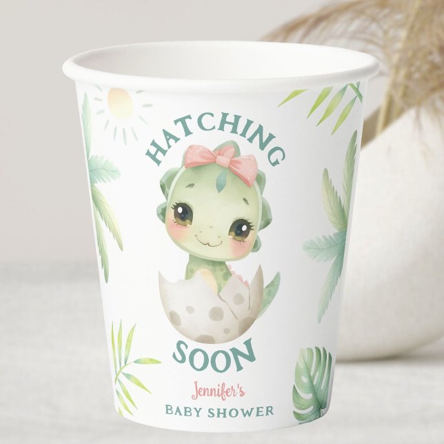 Gobelets En Papier Dinosaur Baby Shower Pink Girl  (Créateur téléchargé)
