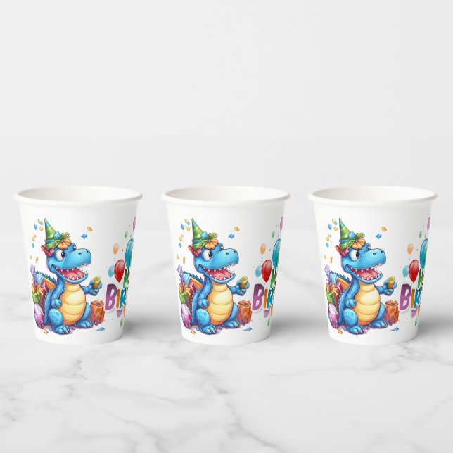 Gobelets En Papier Dinosaur Birthday (Multi)
