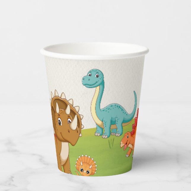 Gobelets En Papier Dinosaur Dig Dino Coupes de fête d'anniversaire (Recto)