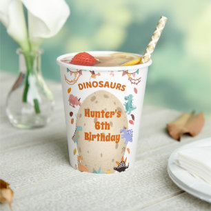 Gobelets En Papier Dinosaur fête d'anniversaire avec l'oeuf géant Din