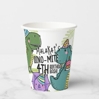 Gobelets En Papier Dinosaure fête d'anniversaire de Dino-Mite