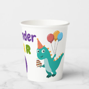 Gobelets En Papier Dinosaure Joueur trois ans Anniversaire