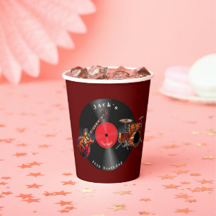 Gobelets En Papier Disque vinyle rétro anniversaire musique rock guit