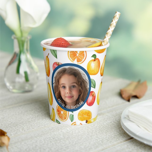 Gobelets En Papier Divers Fruits photo et nom Papier (Insitu)