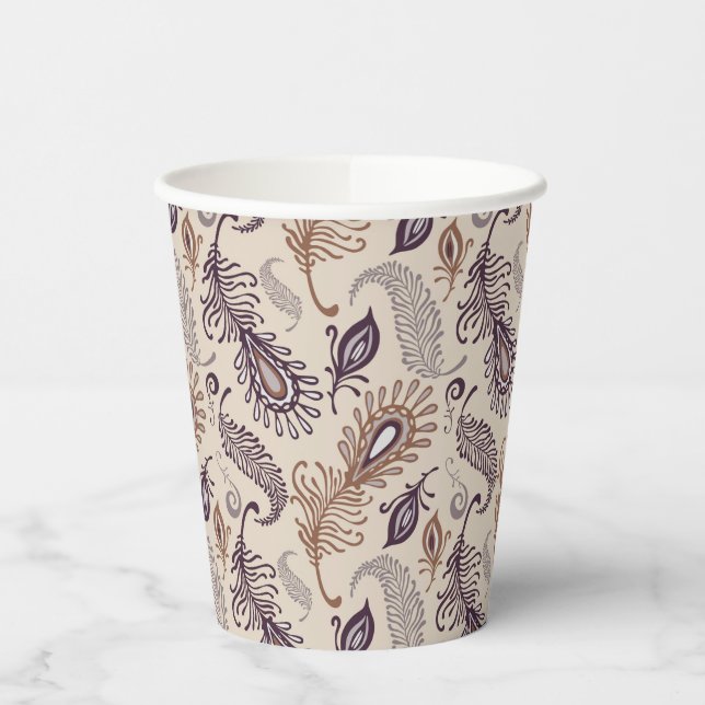 Gobelets En Papier Divers Motif de plumes (Gauche)