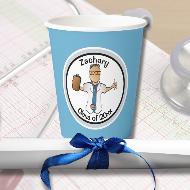 Gobelets En Papier Docteur en dessin humoristique Diplôme Médicale Et (Créateur téléchargé)
