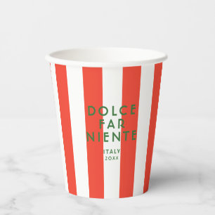 Gobelets En Papier Dolce Far Niente Italie Red Cabana Stripes