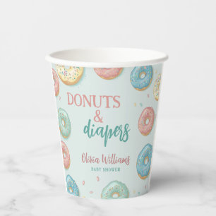 Gobelets En Papier Donuts & Diapers Baby shower vert mignon à la ment