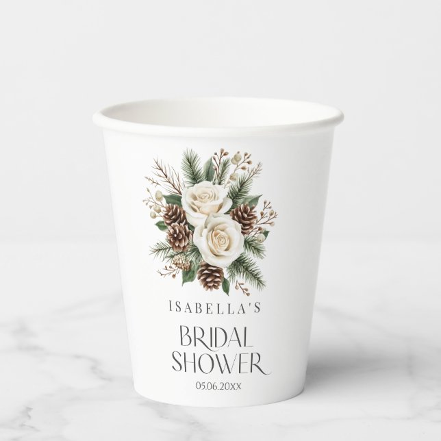 Gobelets En Papier Douce fête de mariage d'hiver (Recto)