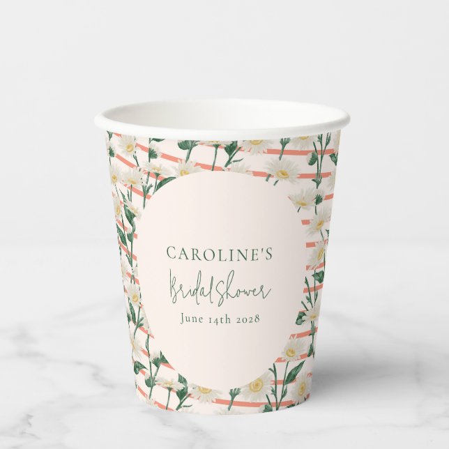 Gobelets En Papier Douce Mariage Fleurs Rétro Vert Personnalisé (Recto)