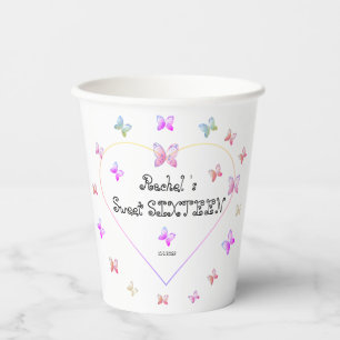 Gobelets En Papier Douces Papillons Cœur Rose Sweet 16 Anniversaire