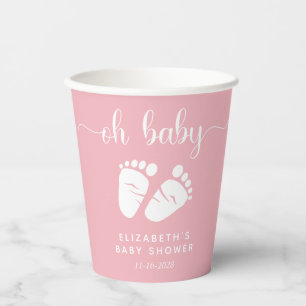 Gobelets En Papier Douche bébé rose mignonne fille