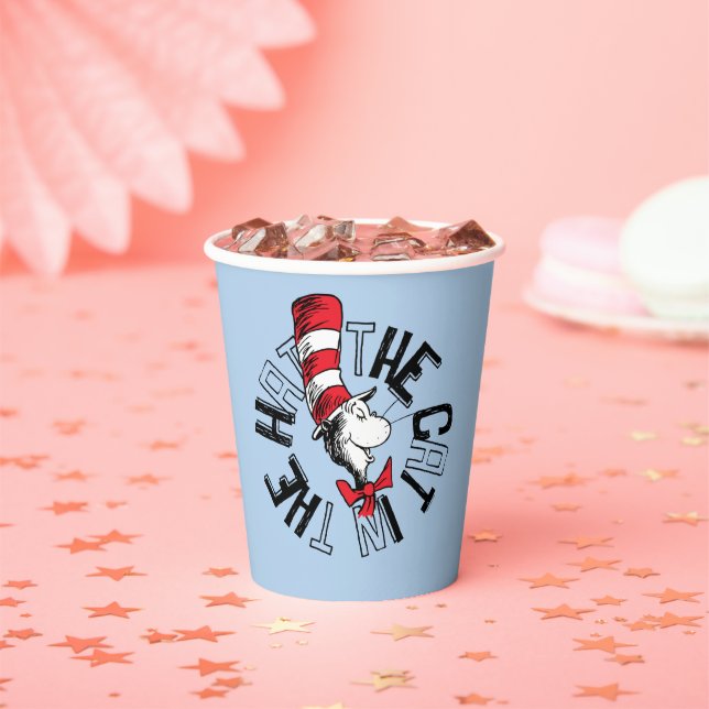 Gobelets En Papier Dr Seuss | Chat dans l'art rond Casquette (Insitu)