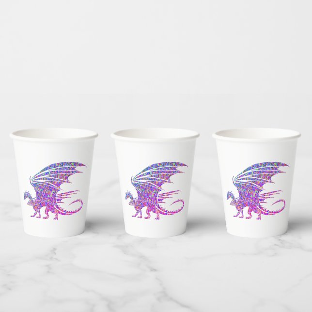Gobelets En Papier Dragon de mosaïque Extraordinaire (Multi)
