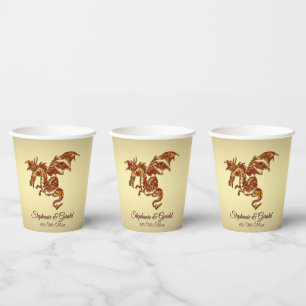 Gobelets En Papier Dragon flamboyant sur Gold Personal