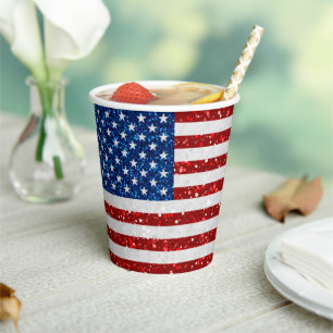 Gobelets En Papier Drapeau américain 4 juillet Parties scintillant