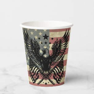 Gobelets En Papier Drapeau Américain Aigle à tête blanche Patriotique