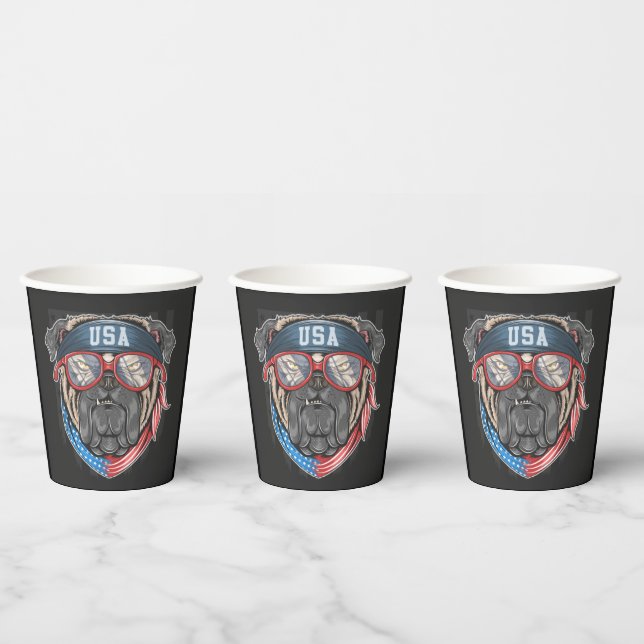 Gobelets En Papier Drapeau américain avec Carlin (Multi)