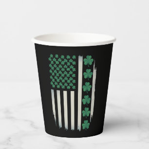 Gobelets En Papier Drapeau américain Shamrocks St Patricks Day Americ