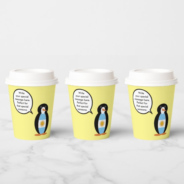 Gobelets En Papier Drapeau argentin Parlant de Mme Penguin Personnali (Multi)