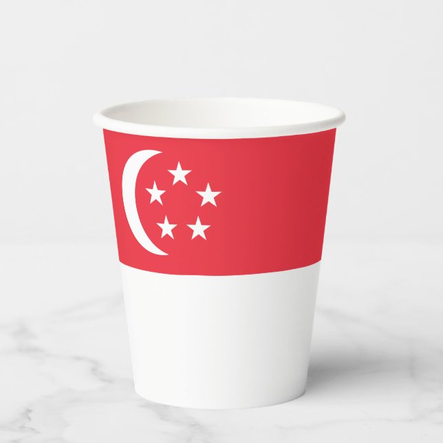 Gobelets En Papier Drapeau de Singapour (Recto)