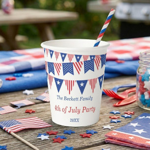 Gobelets En Papier Drapeaux de bunting rouge, blanc et bleu Fête du 4