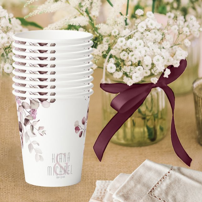 Gobelets En Papier Dreamy Foliage Mariage V1 Bourgogne ID817 (Créateur téléchargé)
