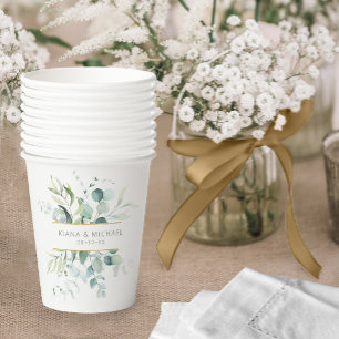 Gobelets En Papier Dreamy Foliage Mariage V3 Green ID817