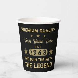 Gobelets En Papier Drôle 1963 Anniversaire Mythe de l'Homme Légende