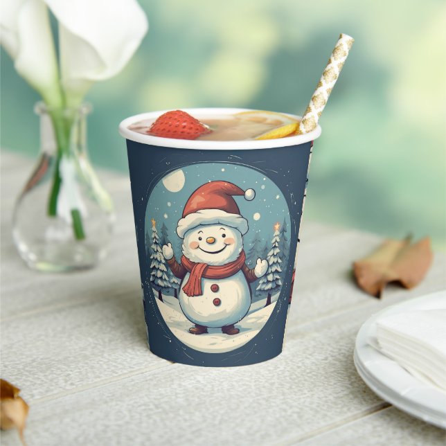Gobelets En Papier Drôle bonhomme de neige (Insitu)