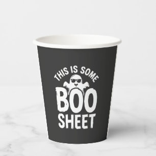 Gobelets En Papier Drôle de feuille de Boo fantôme Halloween Design_1