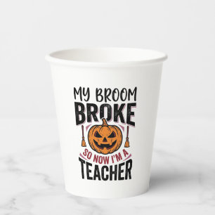 Gobelets En Papier Drôle de professeur d'Halloween Balai Cassa Concep