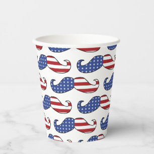 Gobelets En Papier Drôle Motif de Moustache patriotique