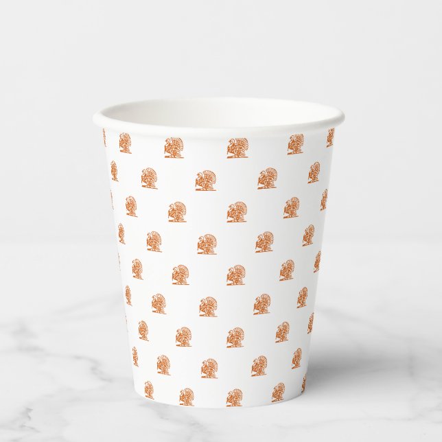 Gobelets En Papier Drôle orange dinde mignonne motif Thanksgiving (Recto)