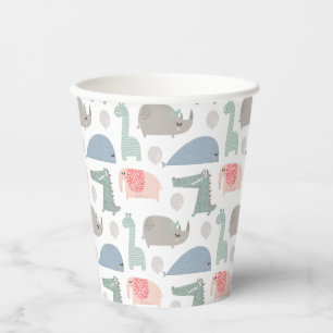 Gobelets En Papier Drôle Visage mignon Doodle Motif animal
