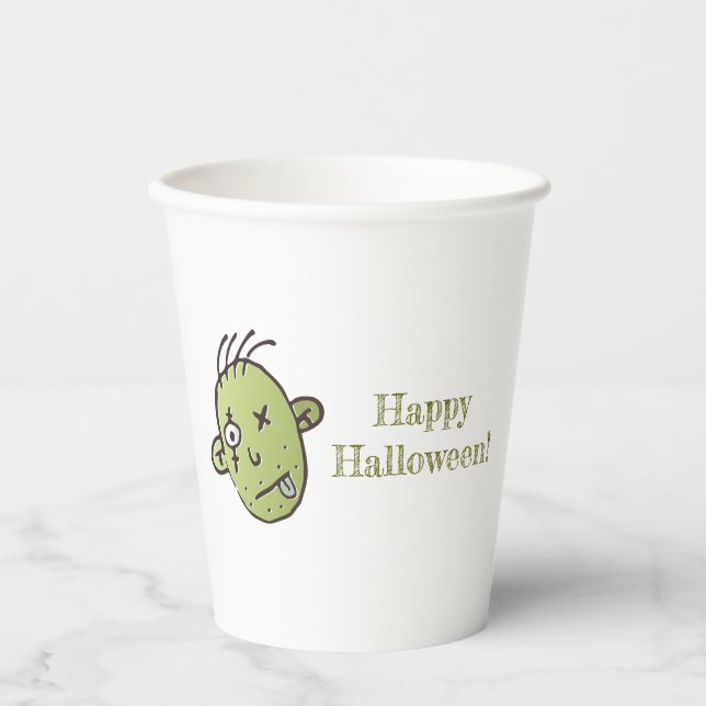 Gobelets En Papier Drôle Zombie halloween (Recto)
