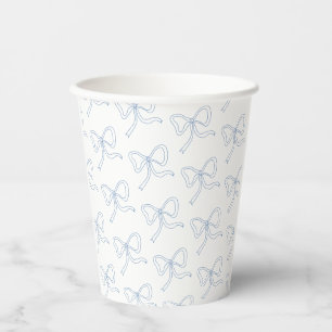 Gobelets En Papier Dusty Blue Bow Ribbon Summer Party Dessous de verr