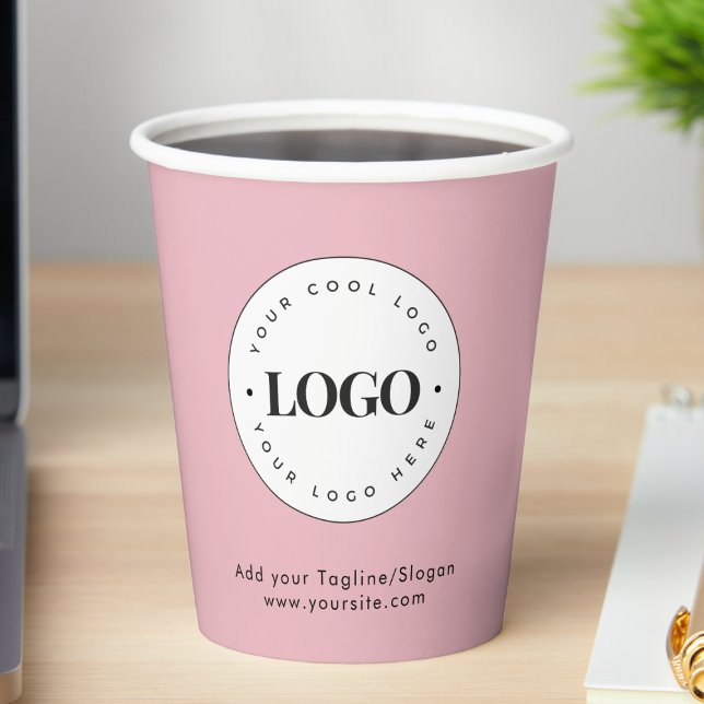Gobelets En Papier Dusty Rose Ajouter Custom Business Company Logo Pa (Créateur téléchargé)