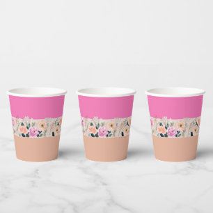 Gobelets En Papier Dusty Rose rétro à fleurs