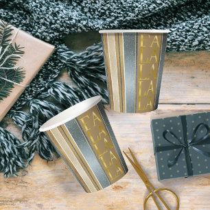 Gobelets En Papier Earth Tones Christmas Fa La La Motif#27 ID1009