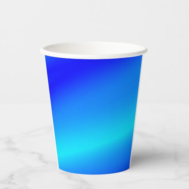 Gobelets En Papier Eau claire bleu cuivre pastel abstrait (Recto)