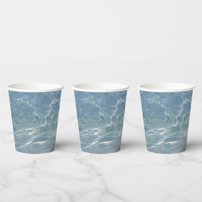 Gobelets En Papier Eau des Caraïbes Bleu Abstrait Nature (Multi)