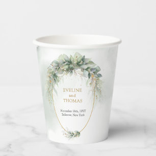 Gobelets En Papier Eau rustique eucalyptus vert mariage or