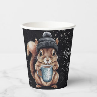 Gobelets En Papier Écureuil avec tasse et neige "Stay Warm"