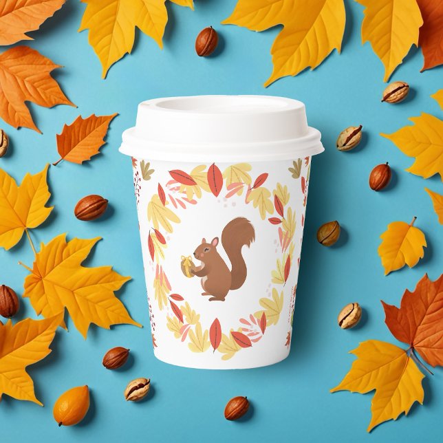 Gobelets En Papier Écureuil d'automne avec la noix (Créateur téléchargé)