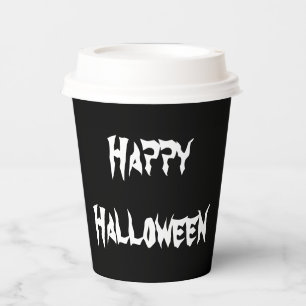 Gobelets En Papier Éffrayant Black Happy Halloween tasse de papier