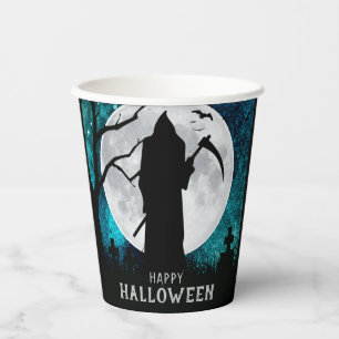 Gobelets En Papier Éffrayant Grim Reaper cimetière fête d'Halloween