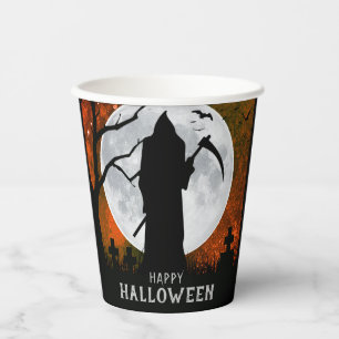 Gobelets En Papier Éffrayant Grim Reaper cimetière fête d'Halloween