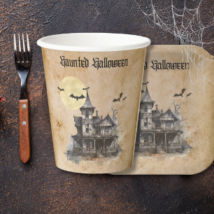Gobelets En Papier Éffrayant Haunted House Halloween Parti
