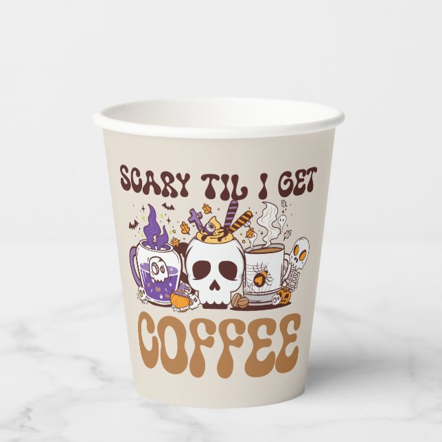 Gobelets En Papier Effrayant Jusqu'À Ce Que J'Obtienne Du Café (Recto)